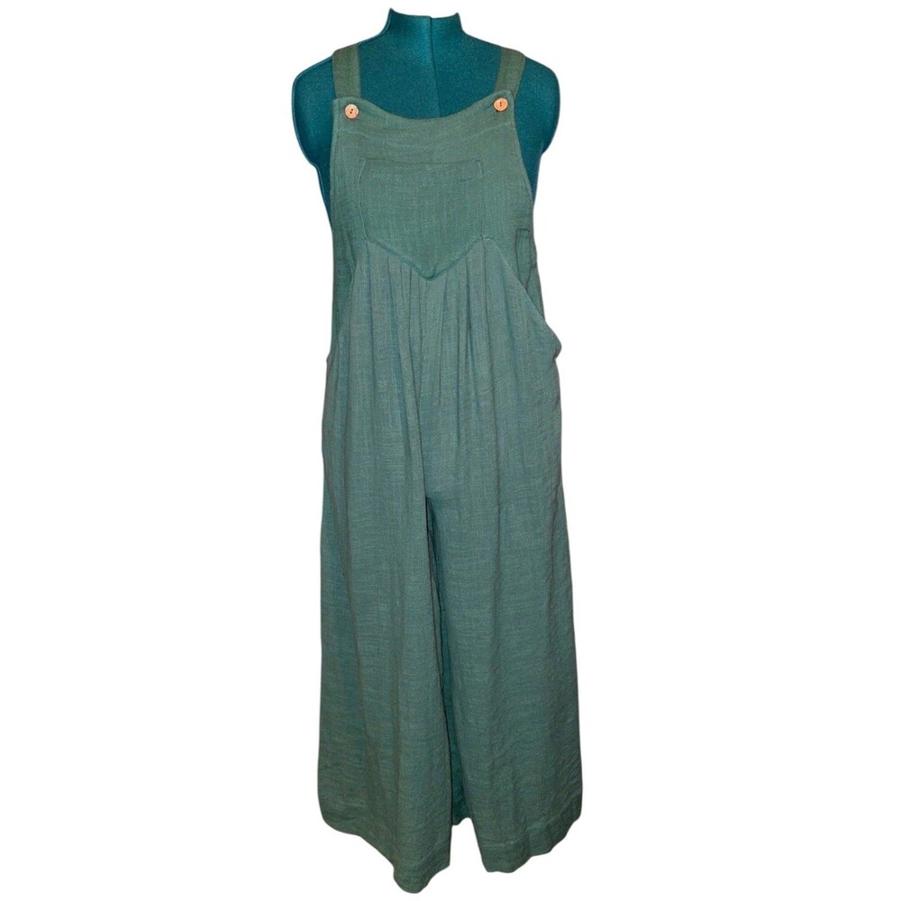 Free People Sugar Magnolia Green Wide Leg Overall Size XS Bohemian  Hippie